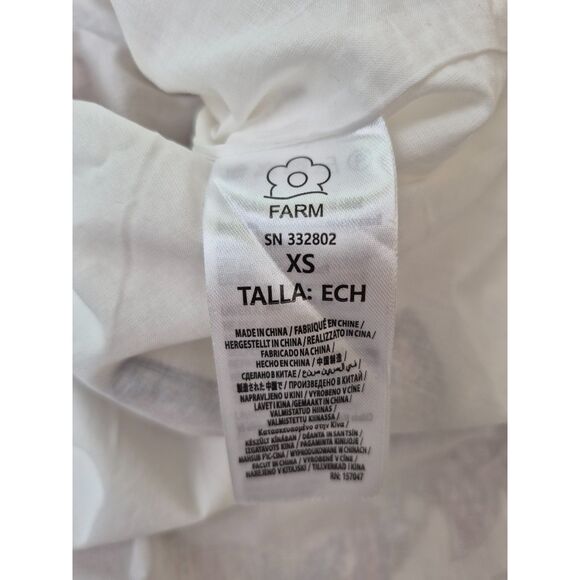 FARM Rio White Mary's Tiles Embroidered Detail Linen Dress Size Extra Small XS - Picture 7 of 8